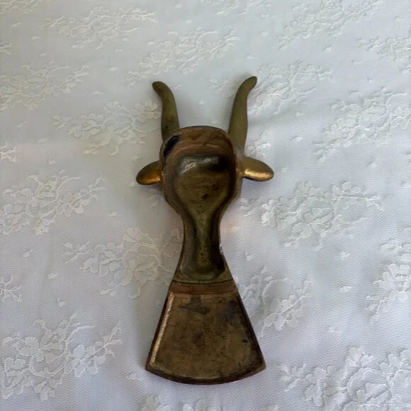 Vintage Brass TX Longhorn BullHead Door Knocker